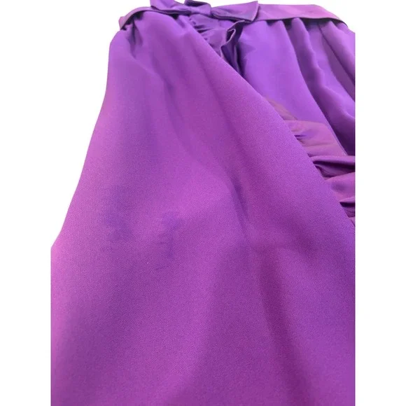 Vtg 70s Purple Ruffle Maxi Dress High Slit Hot Shorts Disco Formal 30" W Event - Picture 9 of 10